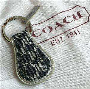 Coach Signature C Denim Blue Silver Tear Drop Key Ring Fob Chain 92699 
