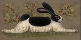 Green Folk Bunny Lisa Hilliker 8x16 Framed or Unframed Picture Print 
