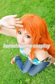 One Piece Nami after 2 years Orange Curly Cosplay Wig  