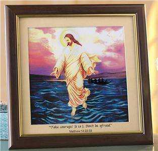 BEAUTIFUL JESUS WALKING ON WATER PORTRAIT WITH LIGHTED COLOR CHANGING 