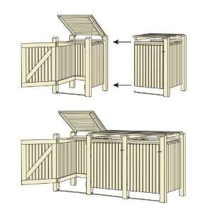Anbauelement für Mülltonnenbox Holz   Erweiterungselement für 1 