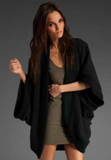 ELIZABETH AND JAMES Rib Trim Cocoon Shrug in Black  