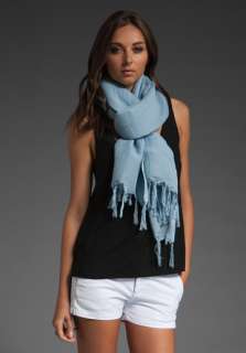 LOVE QUOTES Hand Knotted Fringe Wrap Scarf in Faded Denim at Revolve 
