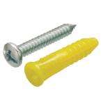 Crown Bolt #4 6 x 7/8 in. Coarse Yellow Plastic Ribbed Anchors with 