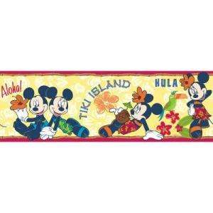 Disney 6.83 in. x 15 ft. Brightly Colored Mickey and Minnie Hawaiian 