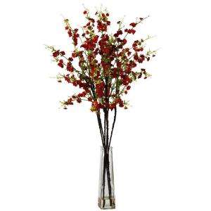 40.0 in. H Red Cherry Blossoms with Vase Silk Flower Arrangement 1193 