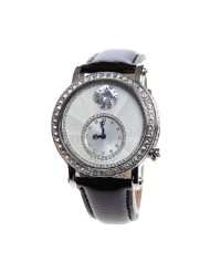 Juicy Couture Ladies Black Leather Strap Stone Set Watch