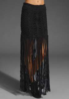 SASS & BIDE Avenue Sunday Antique Lace Fringe Skirt in Ink at Revolve 