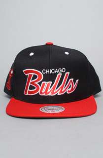 Mitchell & Ness The NBA Script Snapback Hat in Black Red  Karmaloop 