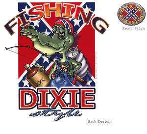 FISHING, DIXIE STYLE, Gator, White T shirt,sizes S XL  