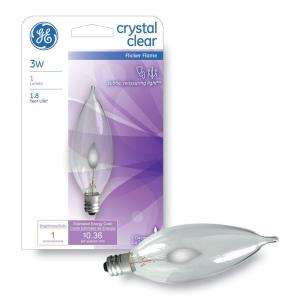   Clear Bent Tip Flicker Flame Candelabra Base Incandescent Light Bulb