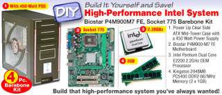 Biostar P4M900M7 FE Socket 775 Barebone Kit   Intel Pentium Dual Core 