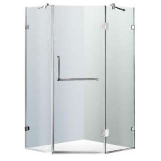 34 in. x 73 in. Frameless Neo Angle Shower Enclosure in Chrome with 