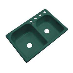 Thermocast Cambridge Drop In Acrylic 33x22x10 1/2 4 Hole Double Bowl 
