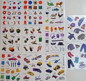   EMBELLISHMENTS CARDS CRAFTS   11 SHEETS STICKERS CARS FOOD CLOTHS KIDS