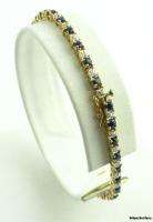 Genuine Sapphire & Diamond Womens Tennis Bracelet   14k White 