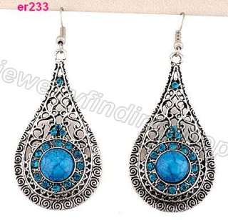 1pairs nice Tibetan Silver exquisite Crystal Beaded dangle Earring 