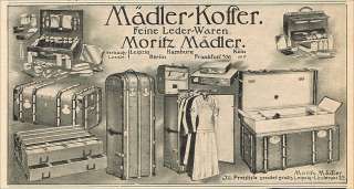 1911   Moritz Mädler Koffer Reisetasche Leipzig Reklame Reisekoffer 