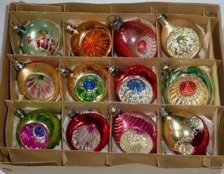 k66) 12 Mini Antique/Vintage Christmas Mercury Glass Ornaments 