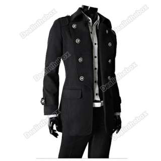 fashion Mens Style Double breasted Woolen Blends Parka coat 3 color 3 