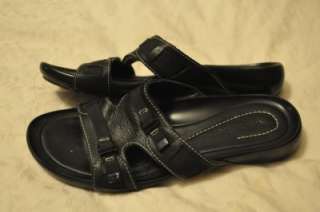 Naturalizer womens Sporty Black Leather SLIDE Sandals 