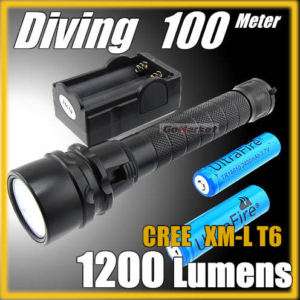 1200L CREE XM L T6 LED S1 Diving Flashlight Torch +CHA  