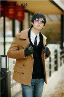 NEW Mens Style Collar Cool Double Breasted Trench Coat Jacket Light 
