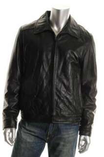 Tommy Hilfiger Mens Jacket Black Leather Coat L  