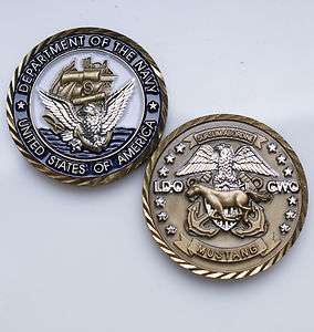 US NAVY LDO CWO MUSTANG Military Coin  