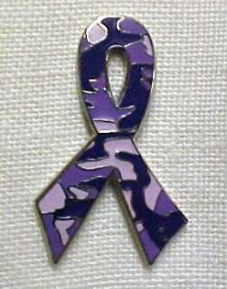 Relay for Life Awareness Purple Camo Ribbon Pin Tac  