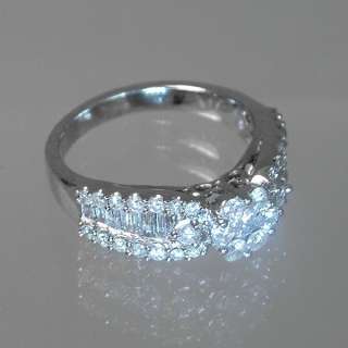 45 CT TW SI1 G ROUND BAGUETTE DIAMOND 14K SOLID RING  