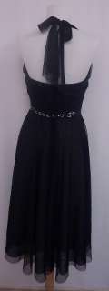 New Runway Designer Sample Black Mesh Sequin Belt Dress  