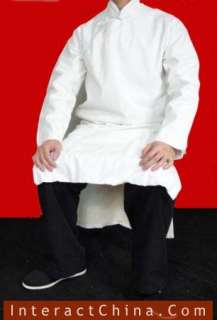 White Premium Linen Kung Fu Martial Art Long Coat Gown #104 