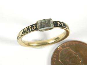 ANTIQUE ENGLISH 18K GOLD MOURNING RING DICKENSON c1729  