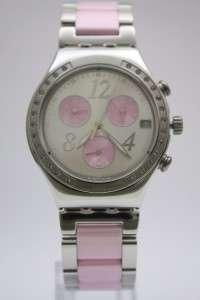 Swatch Irony Dream Pink Chrono Ceramic Crystal Women Date Watch 40mm 