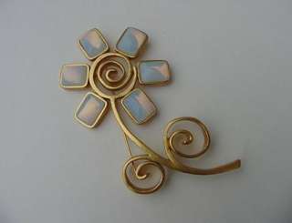 HUGE GIVENCHY OPALESCENT GRIPOIS POURED GLASS FLOWER PIN~VAN GOGH TYPE 