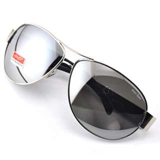 fashion New Mens Sunglasses Aviator Black Lens Silver Mirror Metal 