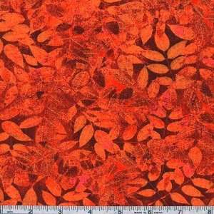  4445 Wide Bon Appetit Leaves Red Fabric By The Yard 