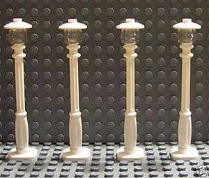 LEGO 4 WHITE LAMP POST STREET LIGHTS TOWN CITY MINIFIG  