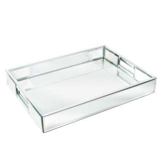Mirror Glass Rectangle Serving Tray w Handles New 088235955241  