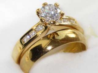 WOMENS ENGAGEMENT RING PLAIN WEDDING BAND SET SIMULATED DIAMONDS RG018 
