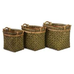 Capri Green Baskets   Set of 3 by IMAX 