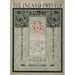 1898 Inland Printer April Cover Art Nouveau Music RARE   Original 