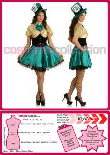 Ladies Mad Hatter Alice In Wonderland Fancy Dress Halloween Costume 