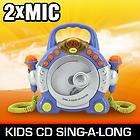 KIDS BLUE KARAOKE MACHINE CD PLAYER WITH SINGALONG MICS
