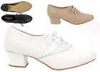 Ladies Cuban Heel Leather Oxford Tap Dance Shoes BNIB