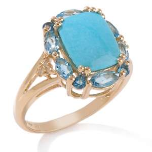 Sleeping Beauty Turquoise and Multigemstone 14K Ring 