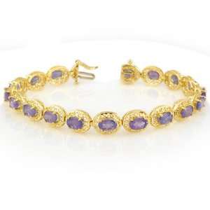    Genuine 18.0 ctw Tanzanite Bracelet 10K Yellow Gold Jewelry