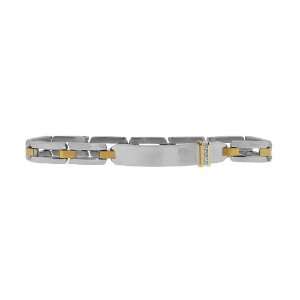   18 ct White Diamond & Stainless Steel Bracelet in 14k Yellow Gold