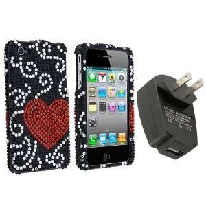  Hard Case Cover Curve Heart Diamond + USB Travel and Home Charger 